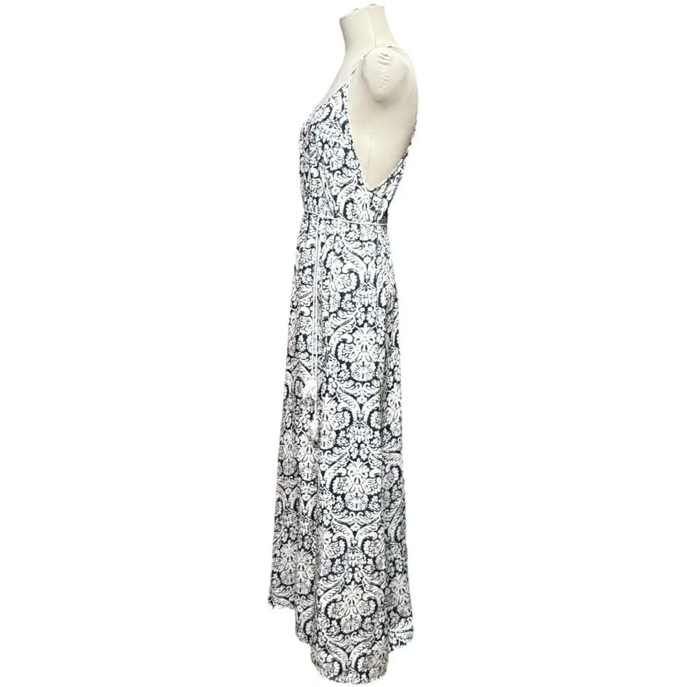 En Creme Maxi Length Sun Dress Blue White Medium